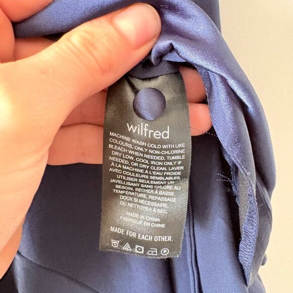 Aritzia Wilfred Maxine Midi Dress Satin Navy Blue Size Small - Picture 8 of 9